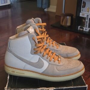 Nike Men’s High-Top Casual Sneakers in Light Gray with Tan Accents